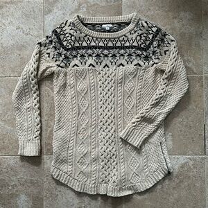 Women’s L.L. Bean signature fair isle tunic sweater, zip sides, cotton